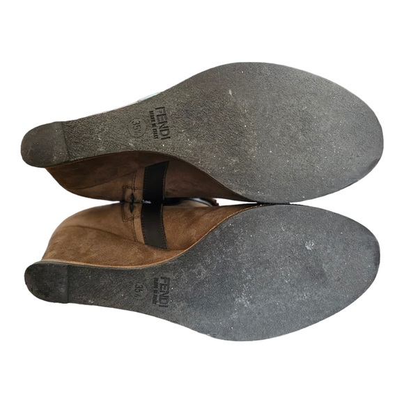 Fendi Shearling-lined Suede Wedge Boots-Size 5 - Picture 6 of 7